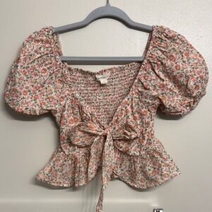 Aeropostale Floral Puff Sleeve Blouse